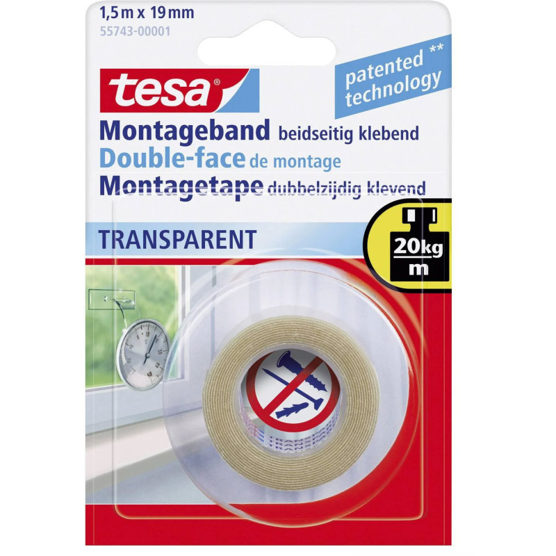 Montažni dvostranski lepilni trak Tesa 55743, 19mm x 1,5m