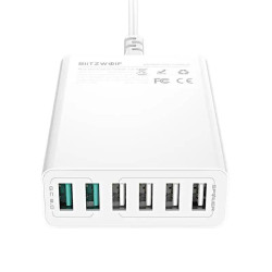 USB polnilec Blitzwolf BW-S15, 6x USB, 60W, QC 3.0